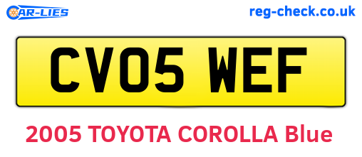 CV05WEF are the vehicle registration plates.