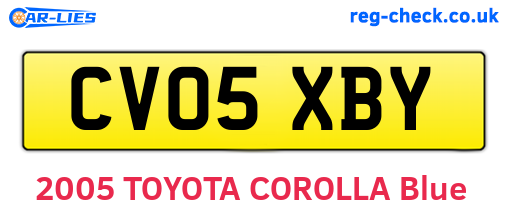 CV05XBY are the vehicle registration plates.