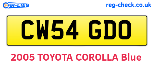 CW54GDO are the vehicle registration plates.