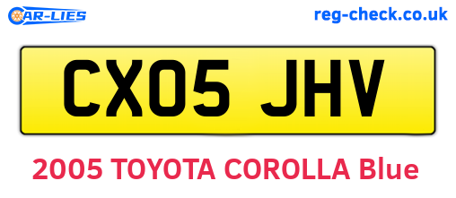 CX05JHV are the vehicle registration plates.
