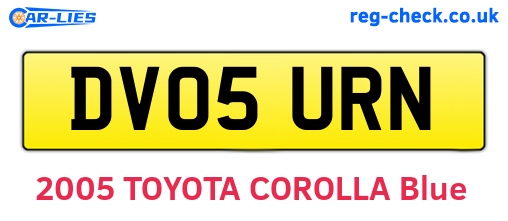 DV05URN are the vehicle registration plates.