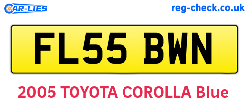 FL55BWN are the vehicle registration plates.