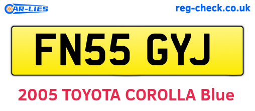 FN55GYJ are the vehicle registration plates.