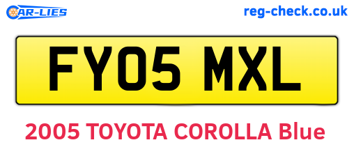 FY05MXL are the vehicle registration plates.