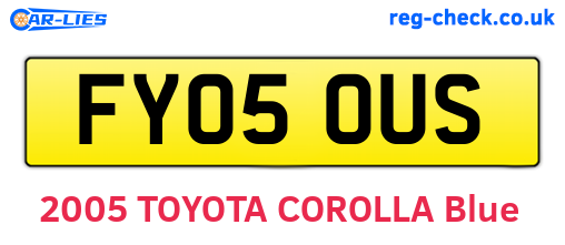 FY05OUS are the vehicle registration plates.