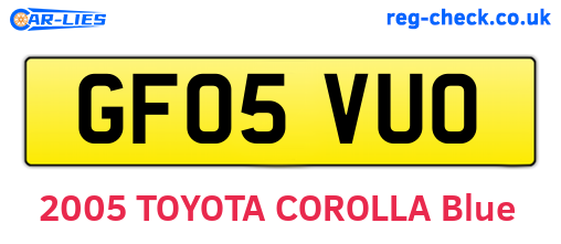 GF05VUO are the vehicle registration plates.