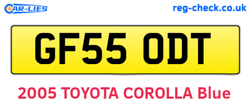 GF55ODT are the vehicle registration plates.