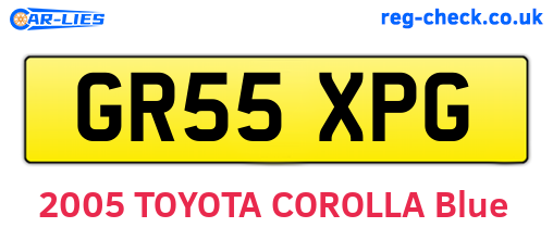 GR55XPG are the vehicle registration plates.