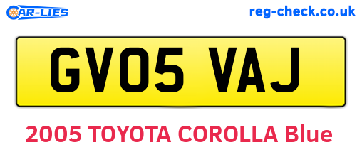 GV05VAJ are the vehicle registration plates.