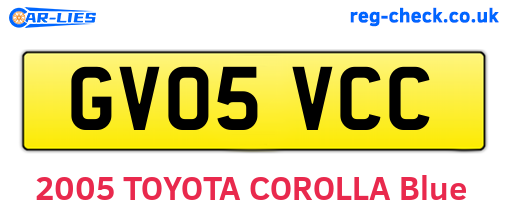 GV05VCC are the vehicle registration plates.