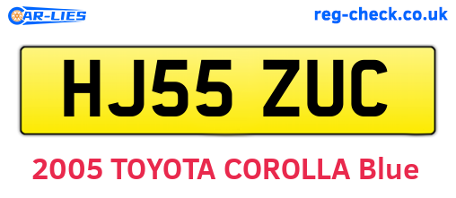 HJ55ZUC are the vehicle registration plates.