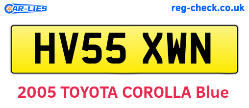 HV55XWN are the vehicle registration plates.