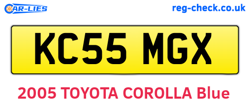 KC55MGX are the vehicle registration plates.