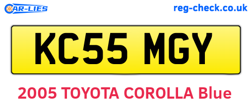 KC55MGY are the vehicle registration plates.