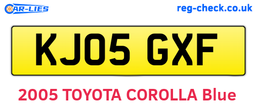 KJ05GXF are the vehicle registration plates.