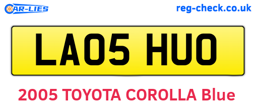 LA05HUO are the vehicle registration plates.
