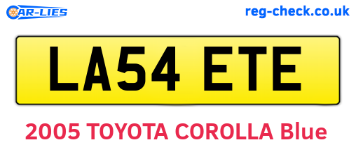 LA54ETE are the vehicle registration plates.