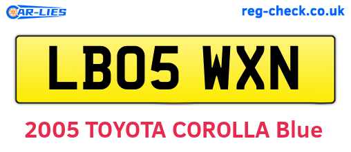 LB05WXN are the vehicle registration plates.