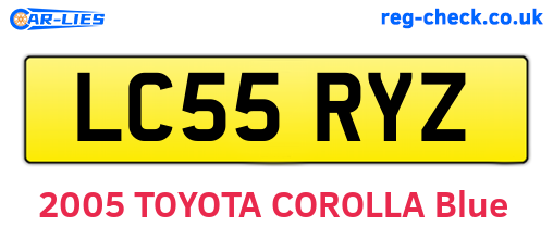 LC55RYZ are the vehicle registration plates.