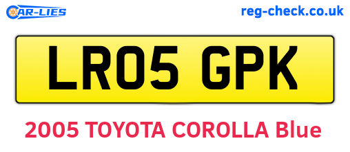 LR05GPK are the vehicle registration plates.