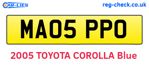 MA05PPO are the vehicle registration plates.