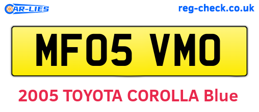 MF05VMO are the vehicle registration plates.