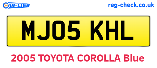 MJ05KHL are the vehicle registration plates.