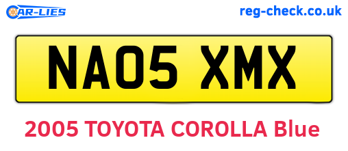 NA05XMX are the vehicle registration plates.