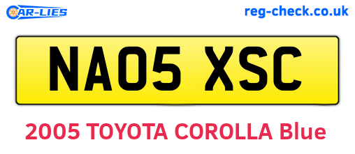 NA05XSC are the vehicle registration plates.