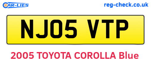 NJ05VTP are the vehicle registration plates.