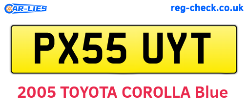PX55UYT are the vehicle registration plates.
