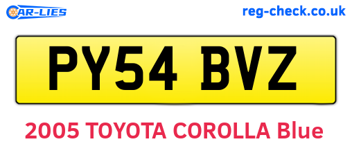 PY54BVZ are the vehicle registration plates.