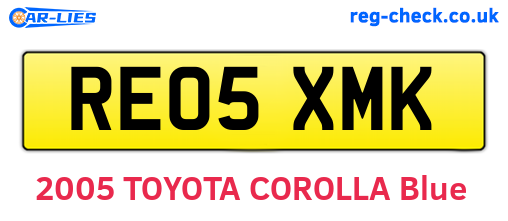 RE05XMK are the vehicle registration plates.