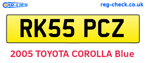 RK55PCZ are the vehicle registration plates.
