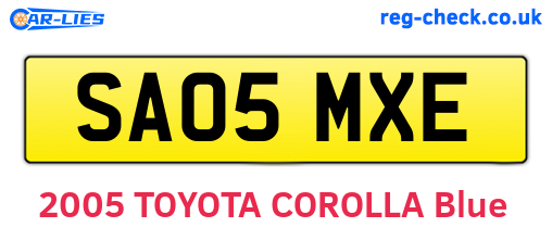 SA05MXE are the vehicle registration plates.