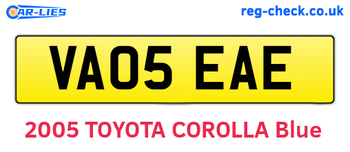 VA05EAE are the vehicle registration plates.