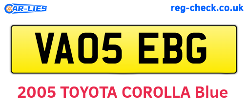 VA05EBG are the vehicle registration plates.