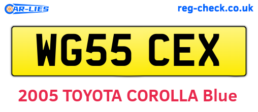 WG55CEX are the vehicle registration plates.