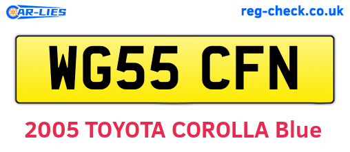 WG55CFN are the vehicle registration plates.