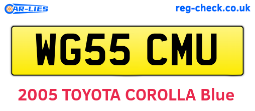WG55CMU are the vehicle registration plates.