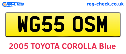WG55OSM are the vehicle registration plates.