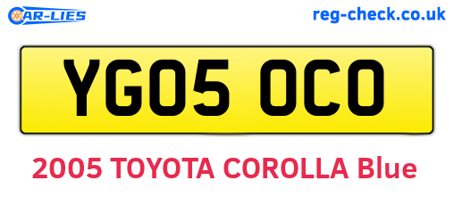 YG05OCO are the vehicle registration plates.