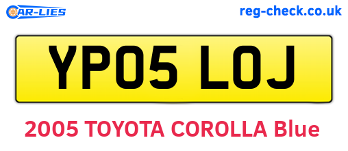YP05LOJ are the vehicle registration plates.
