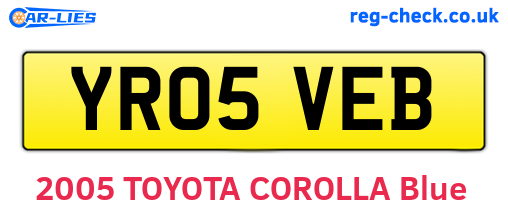 YR05VEB are the vehicle registration plates.