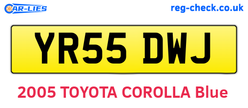 YR55DWJ are the vehicle registration plates.