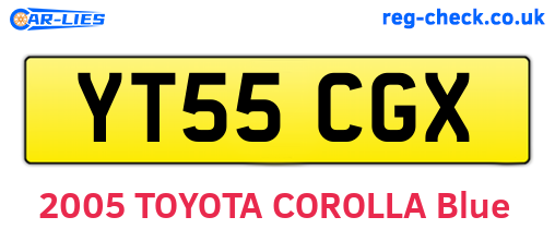 YT55CGX are the vehicle registration plates.
