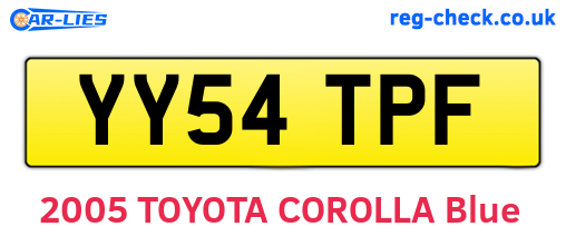 YY54TPF are the vehicle registration plates.