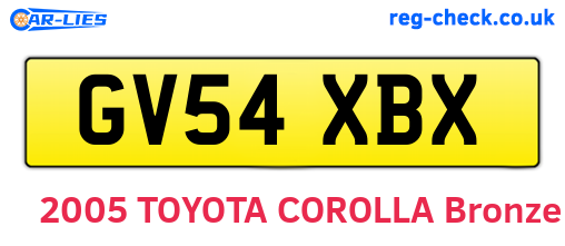 GV54XBX are the vehicle registration plates.