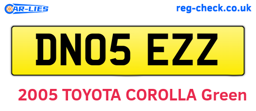 DN05EZZ are the vehicle registration plates.