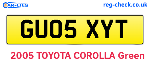 GU05XYT are the vehicle registration plates.